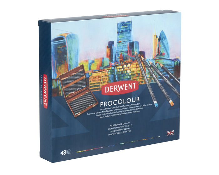 Derwent 48 Professional Quality Procolour Multi-Colour Coloured Pencils in Wooden Box