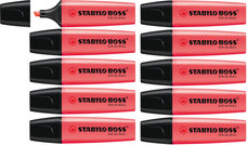 Stabilo Boss Highlighter Red, Box of 10