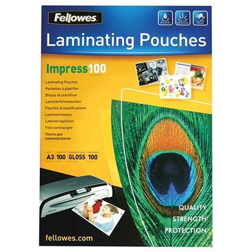 Fellowes A3 Gloss Laminating Pouch 100 micron x 100's FPF5351205
