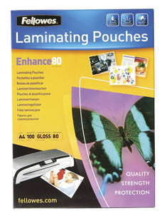 Fellowes A4 Gloss Laminating Pouch 80 micron x 100's FPF5306114