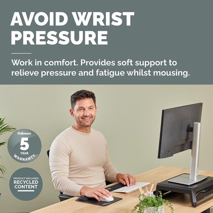 Fellowes Breyta Mouse Pad Wrist Rest, Black FPF100142555