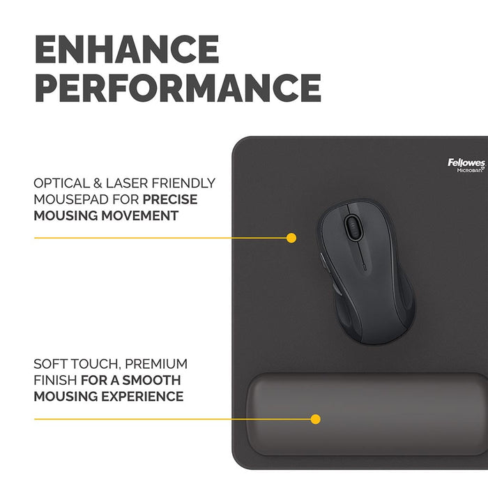 Fellowes Breyta Mouse Pad Wrist Rest, Black FPF100142555