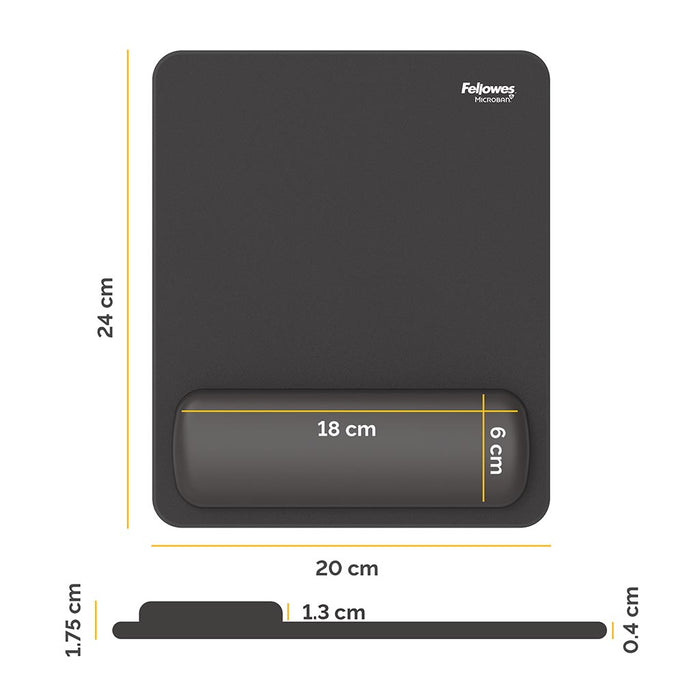 Fellowes Breyta Mouse Pad Wrist Rest, Black FPF100142555