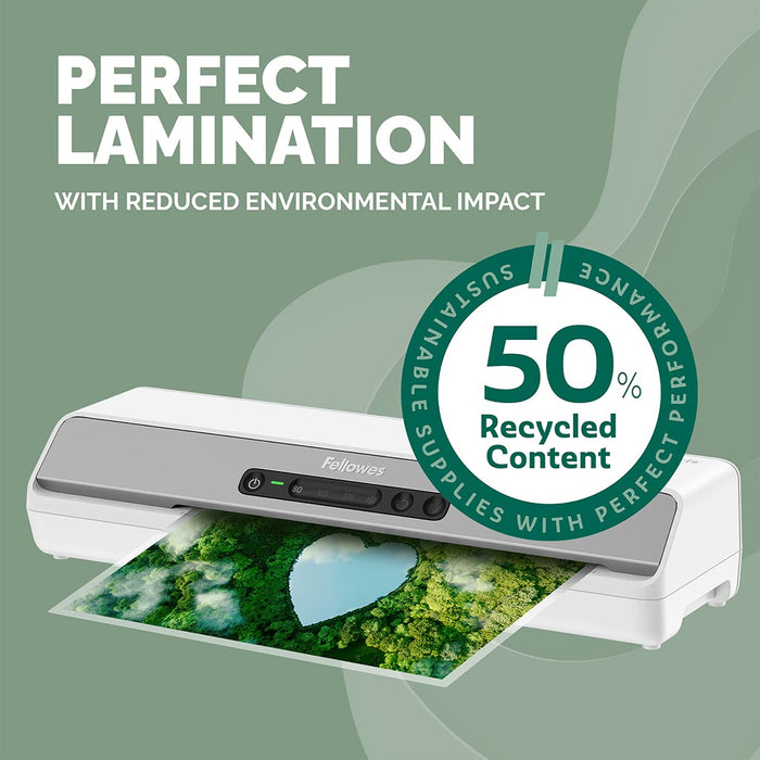 Fellowes Laminating Pouches Light Recycled Content A4 Gloss, Pack of 100 FPF100142987