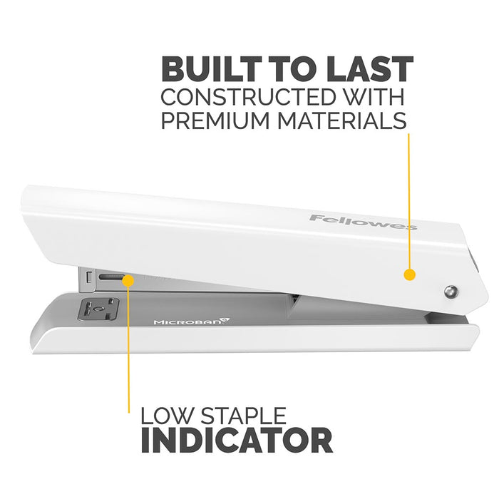 Fellowes LX820 Classic Full Strip 20 Sheets Stapler, White FPF100093880
