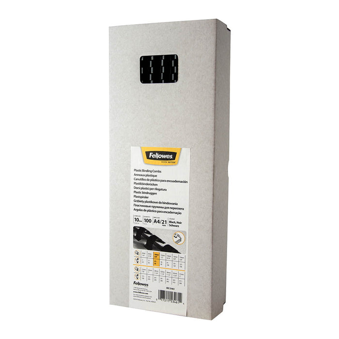 Fellowes Plastic Binding Coils 10mm Black, Pack of 100 FPF5346108