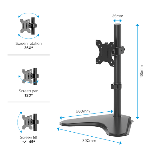 Fellowes Professional Series Freestanding Single Monitor Arm FPF8049601