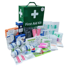 Superior 1-50 Person First Aid Kit in Large Metal Portrait Wall Mount Green Box