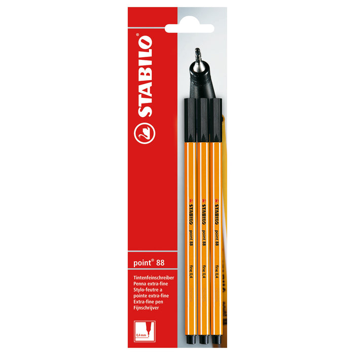 Stabilo Point 88 Fineliner Black, Pack of 3