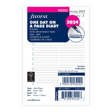 Filofax 2024 Refill Classic Day Per Page With Appointments Pocket (81mm x 120mm) CXF24-68241