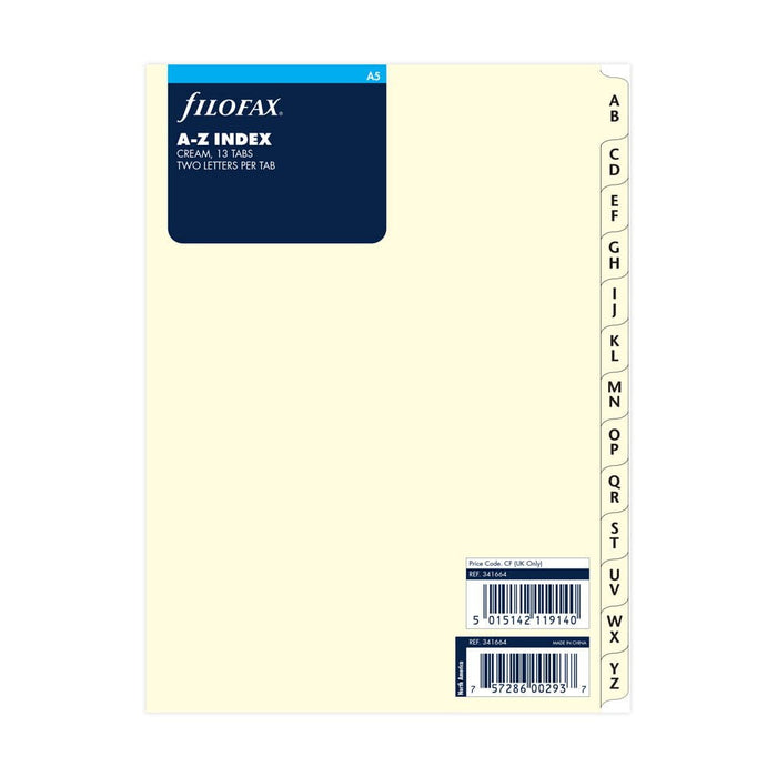 Filofax A5 Cream A-Z Index Refill CXF341664