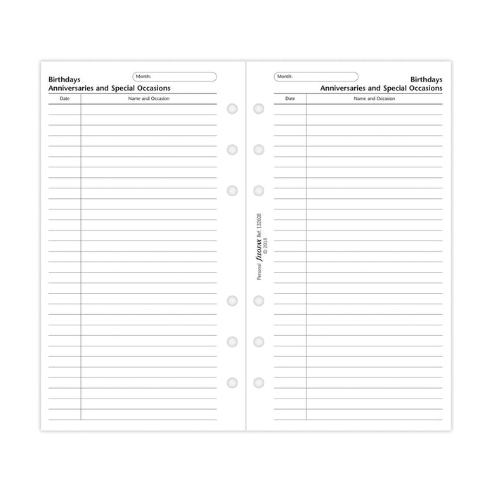 Filofax Personal Cotton Cream Special Occasions Refill CXF132608