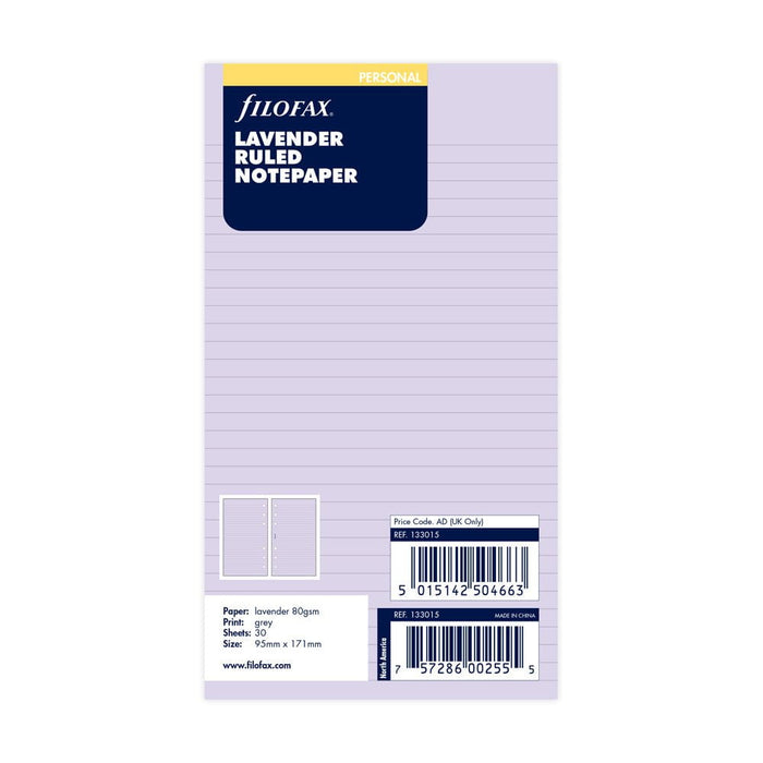 Filofax Personal Lavender Lined Notepad Refill CXF133015