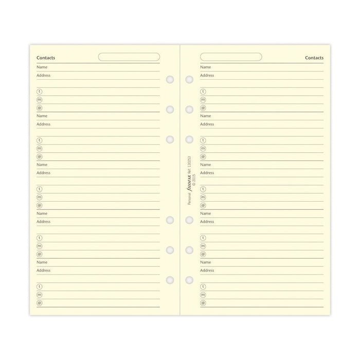 Filofax Personal Name/Address/Phone Refill CXF130253