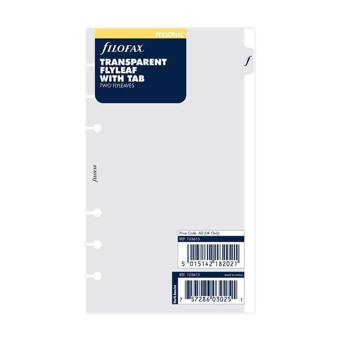Filofax Personal Transparent Flyleaf with Tab Refill CXF133613