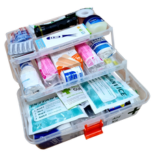 First Aid Kit Easy-Find Premium Home In Plastic Box with 2 Shelfs DTFAKHL013