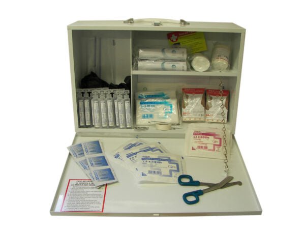 First Aid Kit, Metal Cabinet, Wall Mountable, 1-50 Person, Ideal for Schools, Clubs, Large Workplaces RMFA150WM