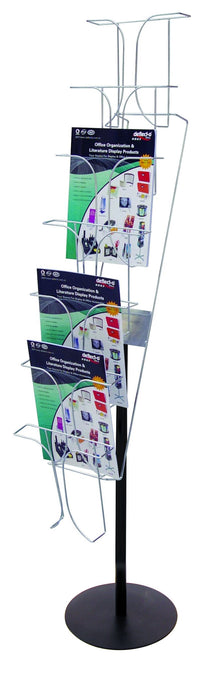 Fixed Floor Standing A4 Chrome Wire Brochure Holder - 7 x A4 LX78745