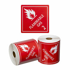 FLAMMABLE GAS 2 Printed Permanent Adhesive Label 99mm x 99mm x 500 Labels per roll MPH15200