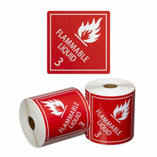 FLAMMABLE LIQUID 3 Printed Permanent Adhesive Label 99mm x 99mm x 500 Labels per roll MPH15230