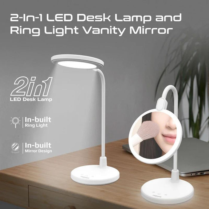 Flexible GooseneckLED Desk Lamp w RingLight Vanity Mirror & Touch Controls 3-LED Modes CDLUXO