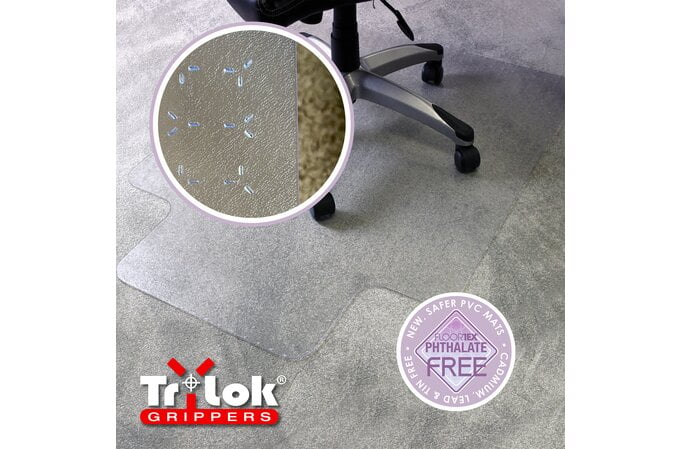 Floortex TrYlok Chair Mat for Low Pile Carpet 115cm x 134cm AOACCMFLVT0002