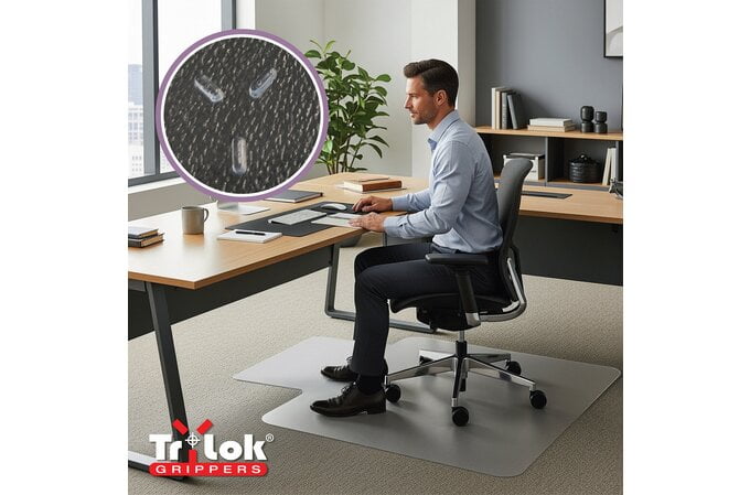 Floortex TrYlok Chair Mat for Low Pile Carpet 90cm x 120cm AOACCMFLVT0001