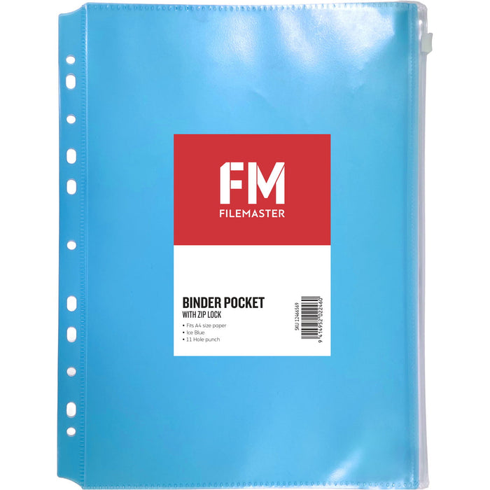FM A4 Binder Pocket with Zip Lock, Assorted, Pack of 4 CX12466570