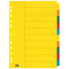 FM A4 Cardboard Coloured Indices 10 Tab CX171405