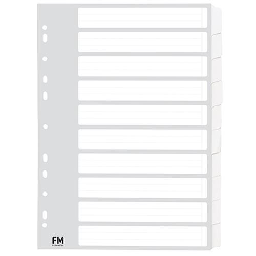 FM A4 Cardboard Indices 10 Tab White CX231532