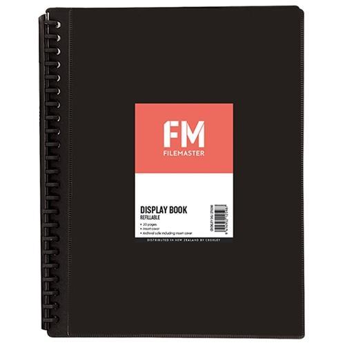 FM A4 Insert Cover Refillable Display Book 20 pocket Black CX278380