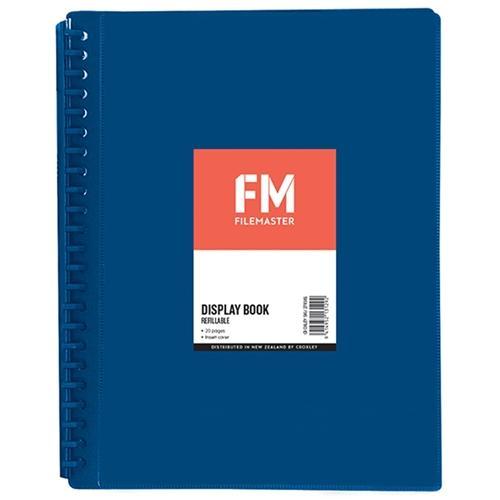 FM A4 Insert Cover Refillable Display Book 20 pocket Blue CX278381
