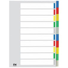 FM A4 Polyprop Indices 10 Tab Coloured CX278630