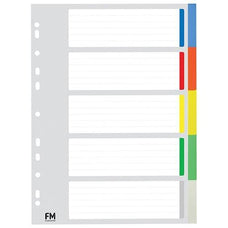 FM A4 Polyprop Indices 5 Tab Colour CX278625