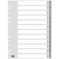 FM A4 Polyprop Indices Numbered 1 - 12 CX278600