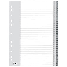 FM A4 Polyprop Indices Numbered 1 - 31 CX278605