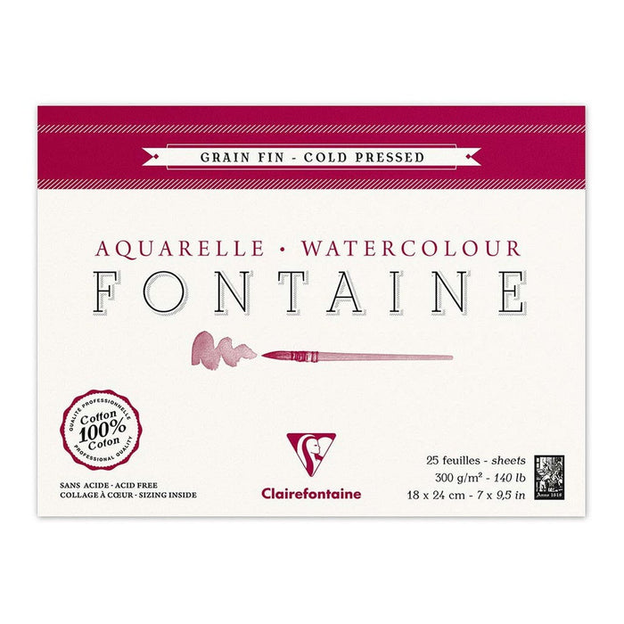 Fontaine 18cm x 24cm 300gsm Cold Press Paper Pad, 25 Sheets FPC96413C