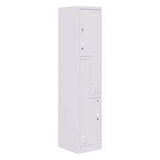Fortis Steel Storage Locker, 1850mmH x 380mmW x 450mmD, 2 Door, White, Keyed Lock AT5792-8122330