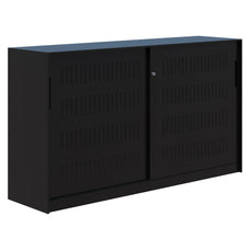 Fortis Steel Storage Sliding Door Cabinet 1020mmH x 1800mmW x 450mmD, Black, Keyed Lock AT5792-8162055