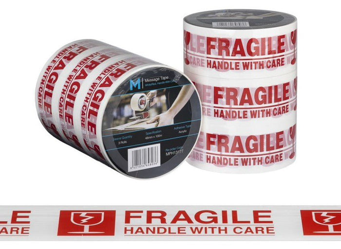 FRAGILE - HANDLE WITH CARE Printed Tape 48mm x 100mt x 36 rolls Carton MPH13177