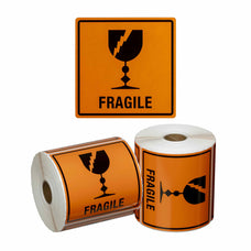 FRAGILE Printed Permanent Adhesive Label 99mm x 99mm x 500 Labels per roll MPH15010
