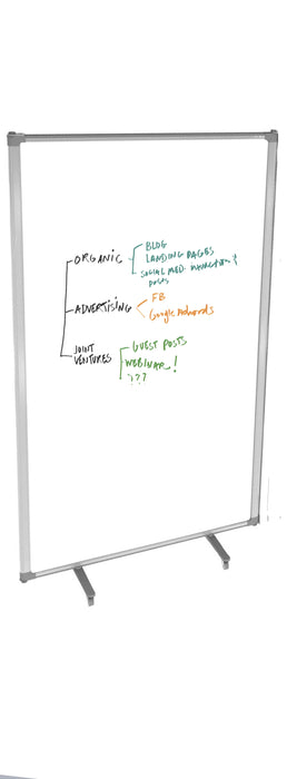 Free Standing Porcelain Whiteboard Partitions 900mm Wide x 1800mm High Standard Non-locking Swivel / 'T' Shape for 3 Partitions BVFPW0918-FPT3