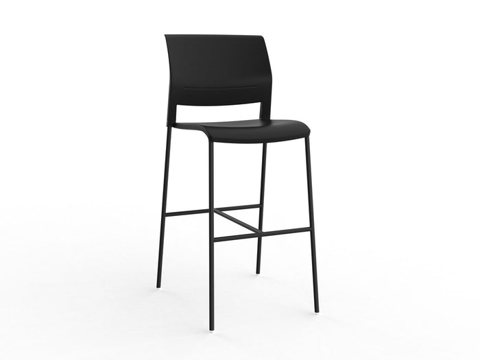 Game Barstool, Black Powdercoated Frame, Black Seat KG_GMBSB_B_ASS