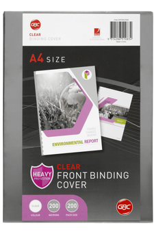 GBC 200 Micron A4 Clear Binding Cover x 200's pack AOBCP20CLR200