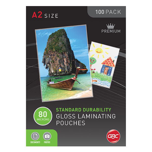 GBC A2 Gloss Laminating Pouch, 80 Micron, Gloss, Pack of 100's AOBL80MA2