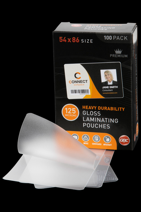 GBC Laminating Pouch, 54mm x 86mm, 125 Micron, Pack of 100's AOBL125M54X86