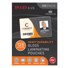 GBC Laminating Pouch, 59mm x 83mm, 125 Micron, Pack of 100's AOBL125M59X83