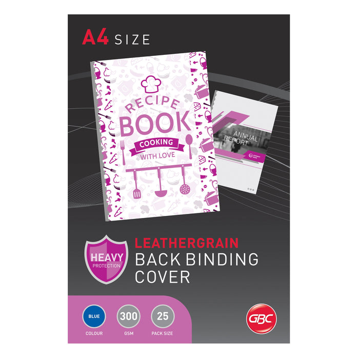 Gbc Leathergrain Covers Blue Pk25 AOBCL300BL25