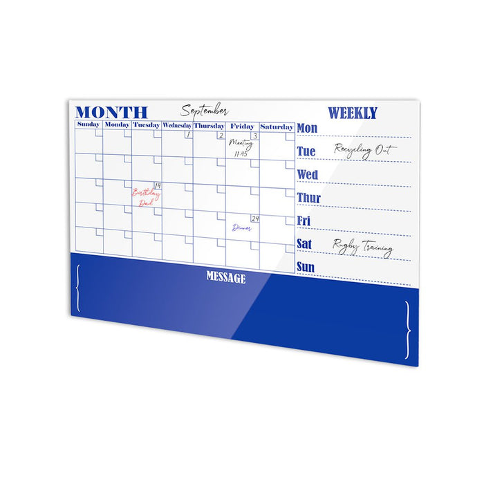 Glassboard Monthly Planner Board 900 x 1200mm NBWBGLASS90120MTHPLAN