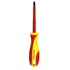 GOLDTOOL 100mm Electrical Insulated VDE Screwdriver. Tested to 1000 Volts AC. (PH2*100mm). Yellow/Red Colour Handle CDHV-42-VDE